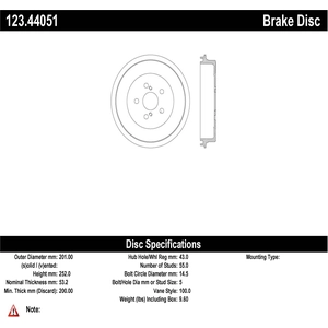 Tambour de frein arrière by CENTRIC PARTS pa2