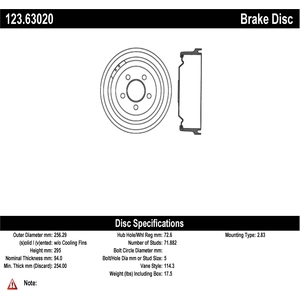 Tambour de frein arrière by CENTRIC PARTS pa1