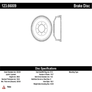 Tambour de frein arrière by CENTRIC PARTS pa1